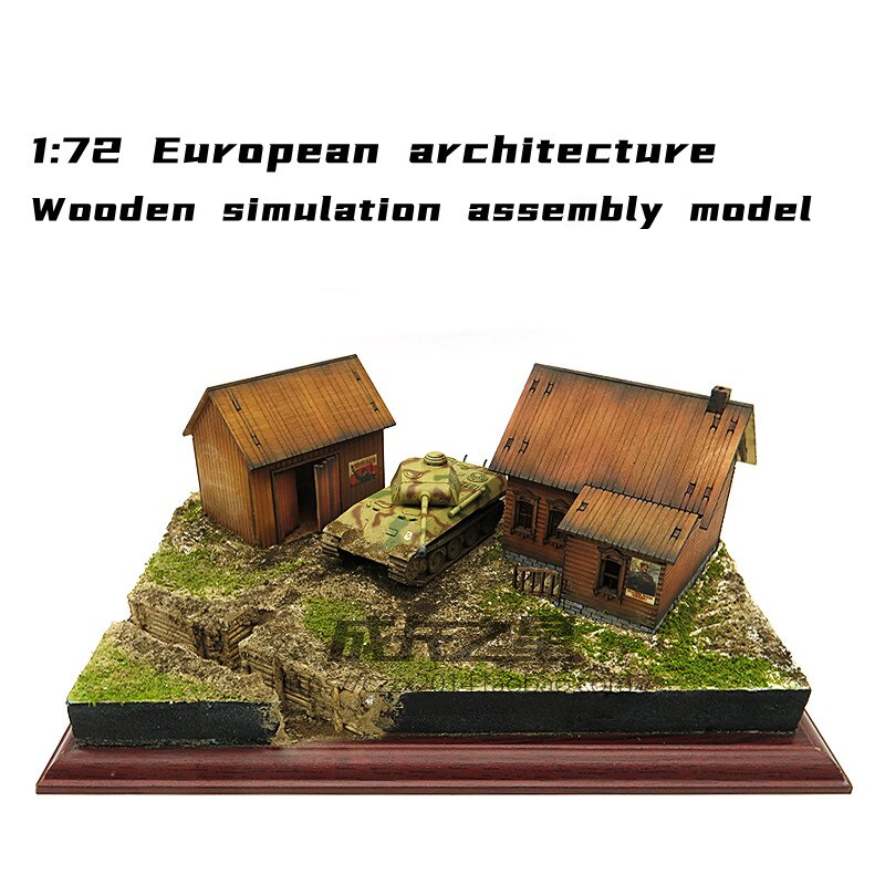 1: 72 World War II European Architecture Rural Farm Scene Wooden Assembly Model Decoration Handmade