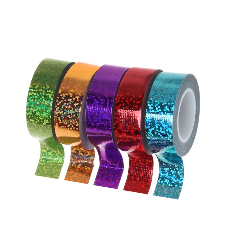 Rytmisk gymnastik dekoration holografisk glitter tape ring stick tilbehør 15mm*5m washi tape diy maskeringstape: C prikker
