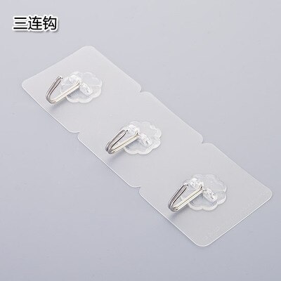 2 pièces Transparent fort auto-adhésif porte cintres muraux serviette vêtements porte-outils crochets pour accrocher cuisine salle de bain accessoire: 2pcs triple hook