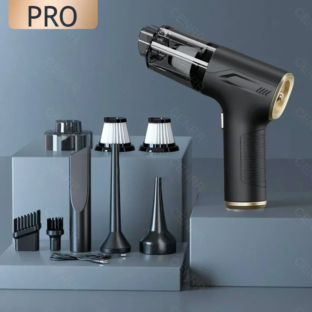 Cenrr 895000Pa Hoge Zuigkracht Auto Stofzuiger Draadloze Mini Draagbare Stofzuiger Krachtige Reinigingsmachine: zwart