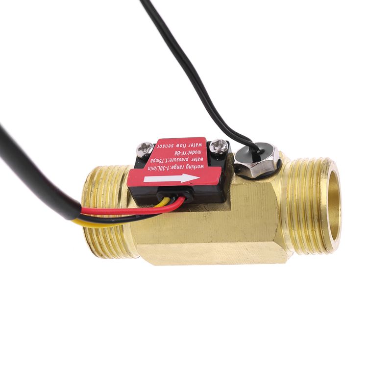 Capteur de débit d&#39;eau G3/4 &quot;, interrupteur avec détection de température, pour Turbine, liquide, coque en cuivre, débitmètre à effet Hall