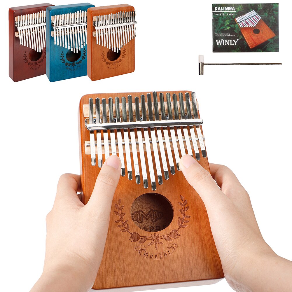 Instrumentos Musicales de 17 teclas con de ciervos Kalimba instrumento Musical Acacia pulgar Piano para principiantes