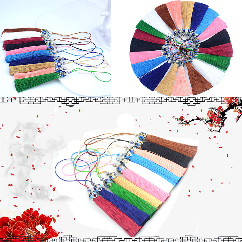 2-6Stck17cm Seide Quaste Randbereich Krone Quasten trimmen Vertikale Anti falten anhänger Quaste pinsel für vorhänge schmuck DIY Heimat Dekor