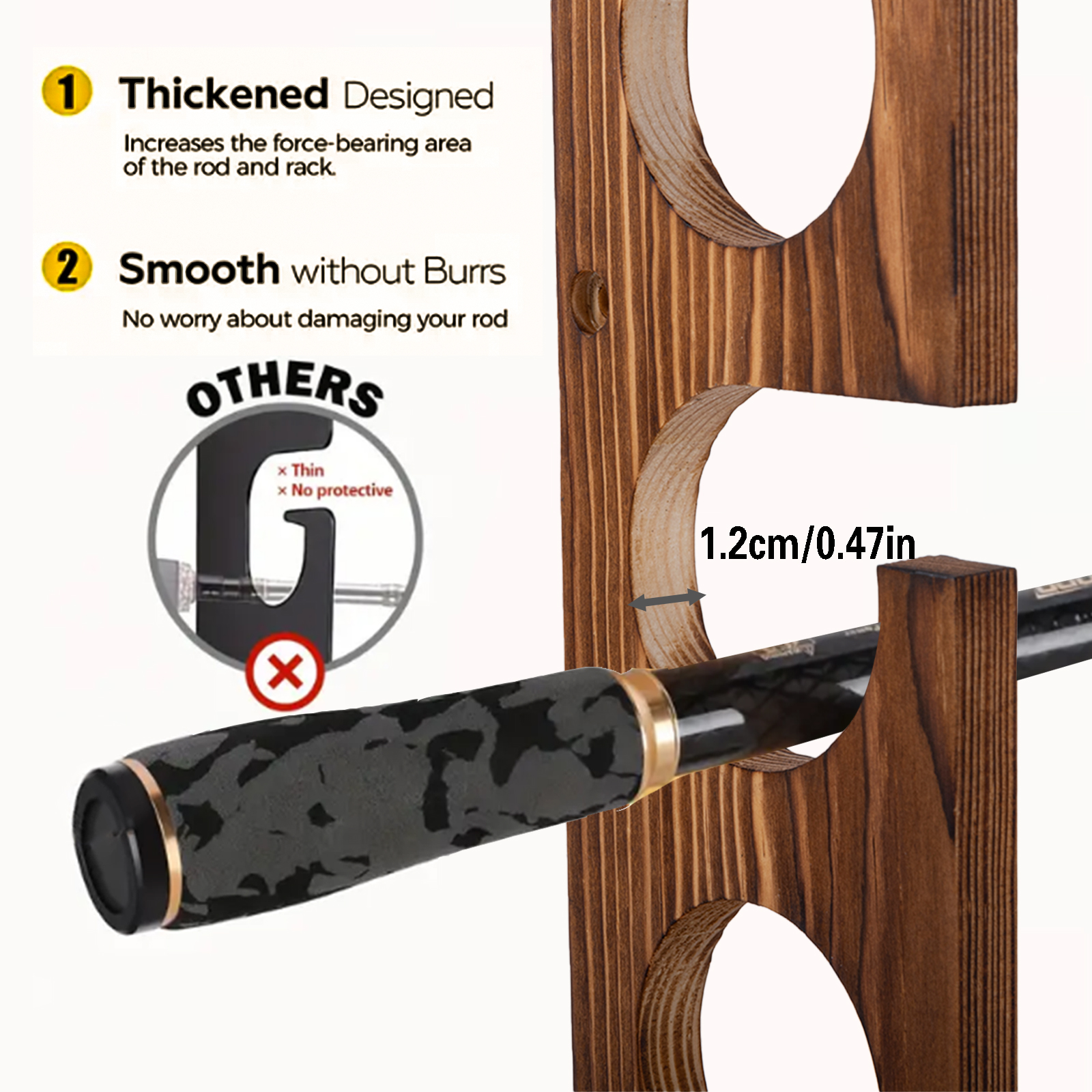 Goture Fishing Rod Holders Horizontal 12-Rod Rack Storage Tool Wall Mount Modular for Garage Fishing Accessories