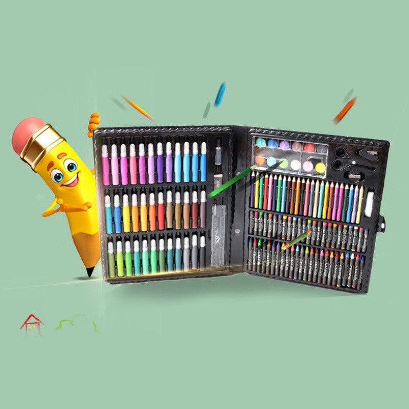 150PCS/Box Art Drawing Set With Watercolor Pens-Crayons-Oil Pastel-Color Pencils-Palette Paintings Tools Art Supplies Stationery