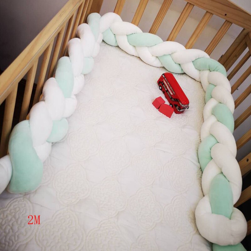 Baby Bed Bumper 1m/2m/3m*12cm*7cm Colors Three-Strand Braid Bumpers In The Ciib Protector Cradle Playpen For Newborn Bedding: LTMM043-11