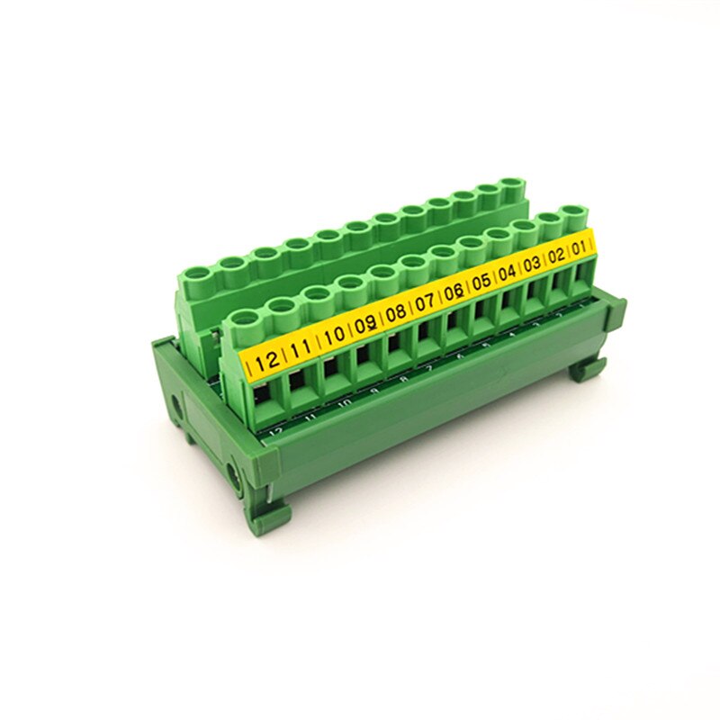 DIN Rail Mount 30A/300V 12 Position Screw Terminal Block Distribution Module.