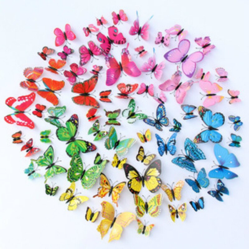 12 pièces lumineux papillon 3d Stickers muraux décorations pour la maison pour chambre salon chambre d'enfants