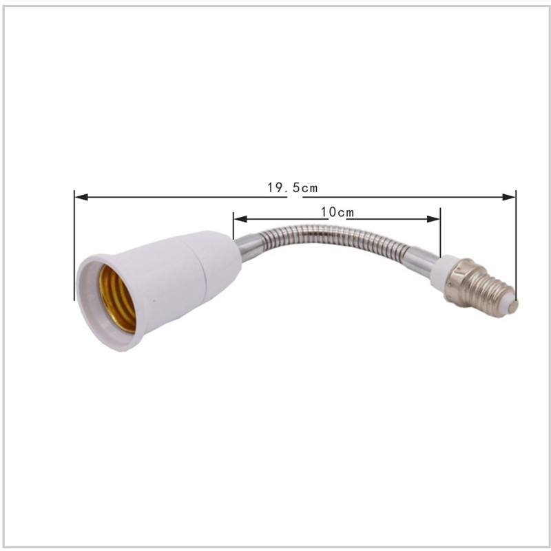 1pcs AC250V E14 om E27 Flexibele Extend Lamp Basis Lamp Extension Adapter Schroef Houder Socket Converter 18CM Wit