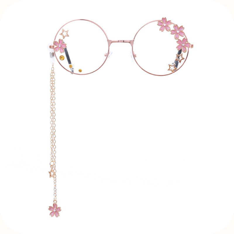 Lolita-gafas con forma de estrella de flor de cerezo, juego de Hermanas suaves japonesas, gafas decorativas con corazón para adolescentes