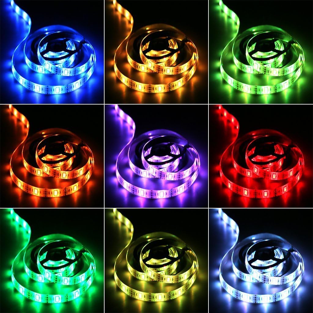 Led USB Strip Light 5M Color Changing 5050 RGB LED Flexible Lights with 24 Keys for Children Gaming Room Home Party TV Backlight