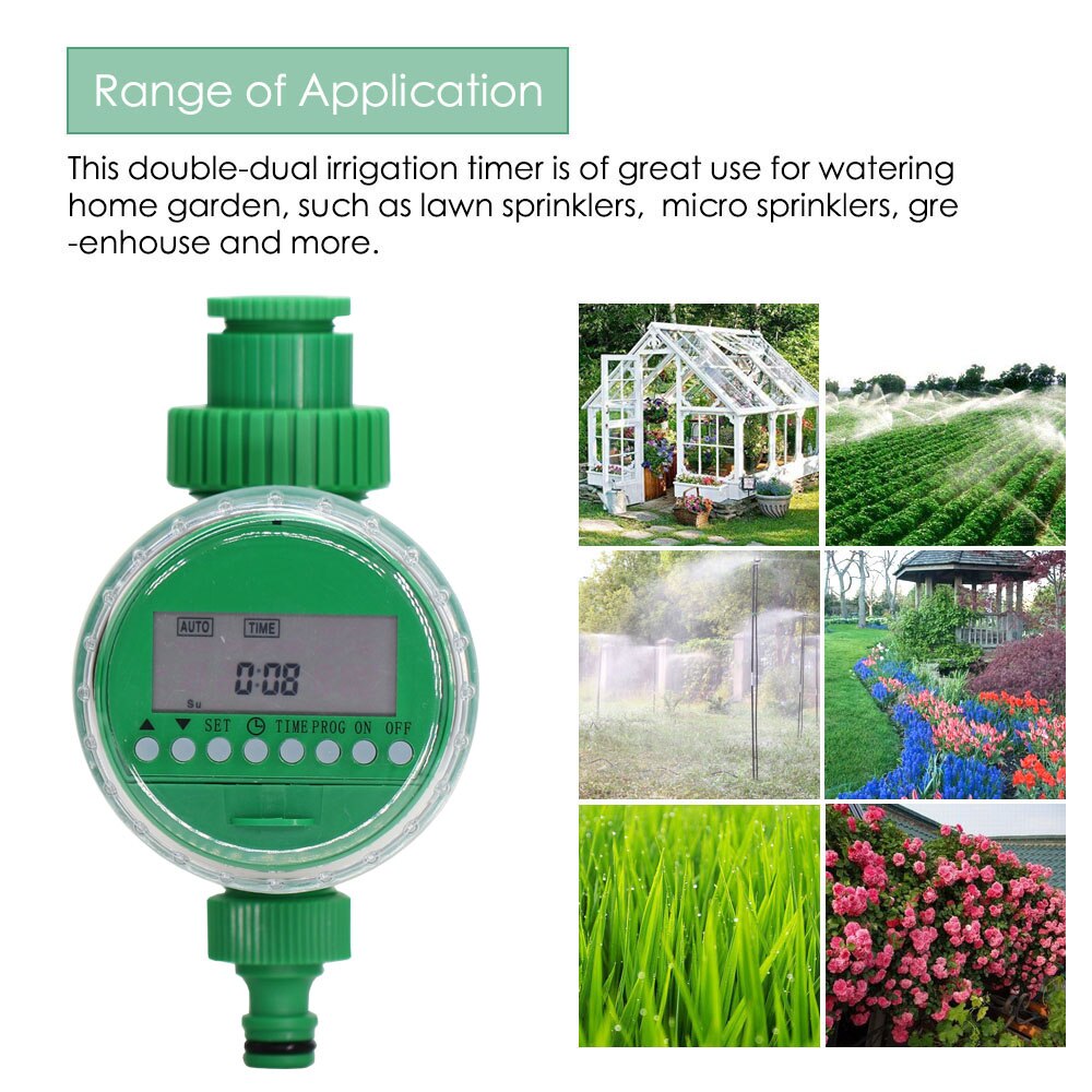 Green LCD Watering Timer Automatic Drip Irrigation Digital Programmable Lawn Hose Faucet Water Controller Auto