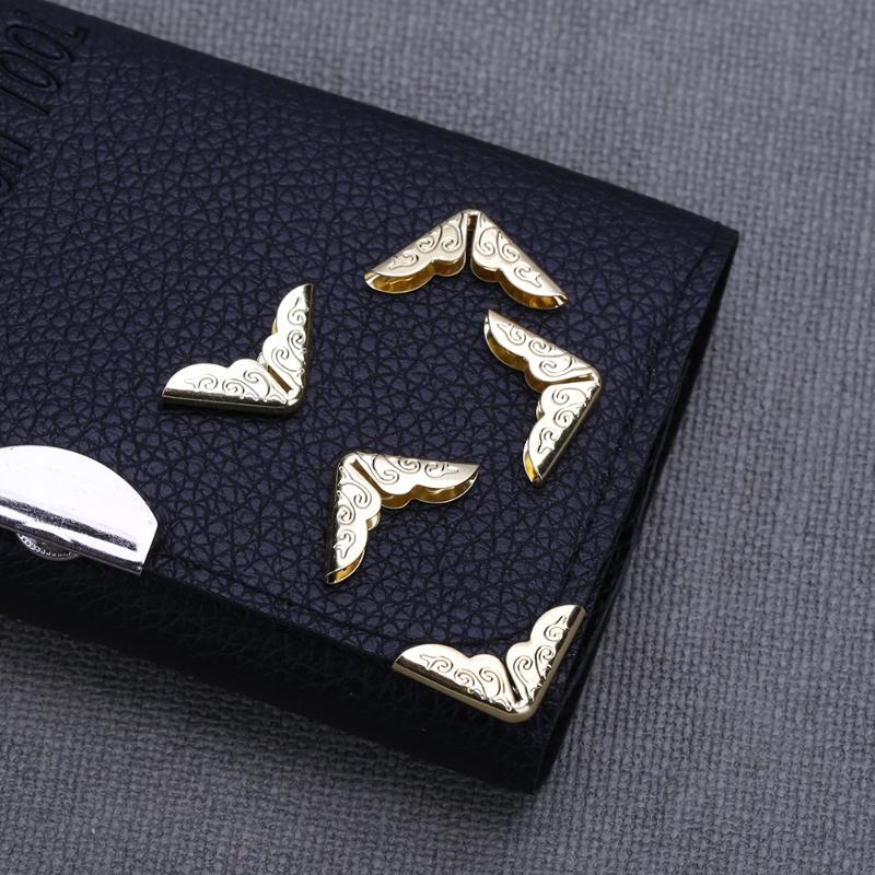 100 esquinas de Metal para libros, álbumes de recortes, álbumes de fotos, protectores de esquina, artesanías de Metal en oro plateado para menú de archivos de tarjetas