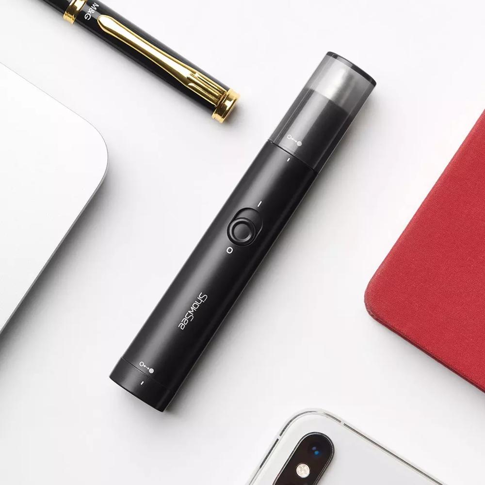 Xiaomi mijia showee  c1- bk bærbar elektrisk næsehårstrimmer aftagelig vaskbar dobbeltkantet 360 ° roterende skærehoved