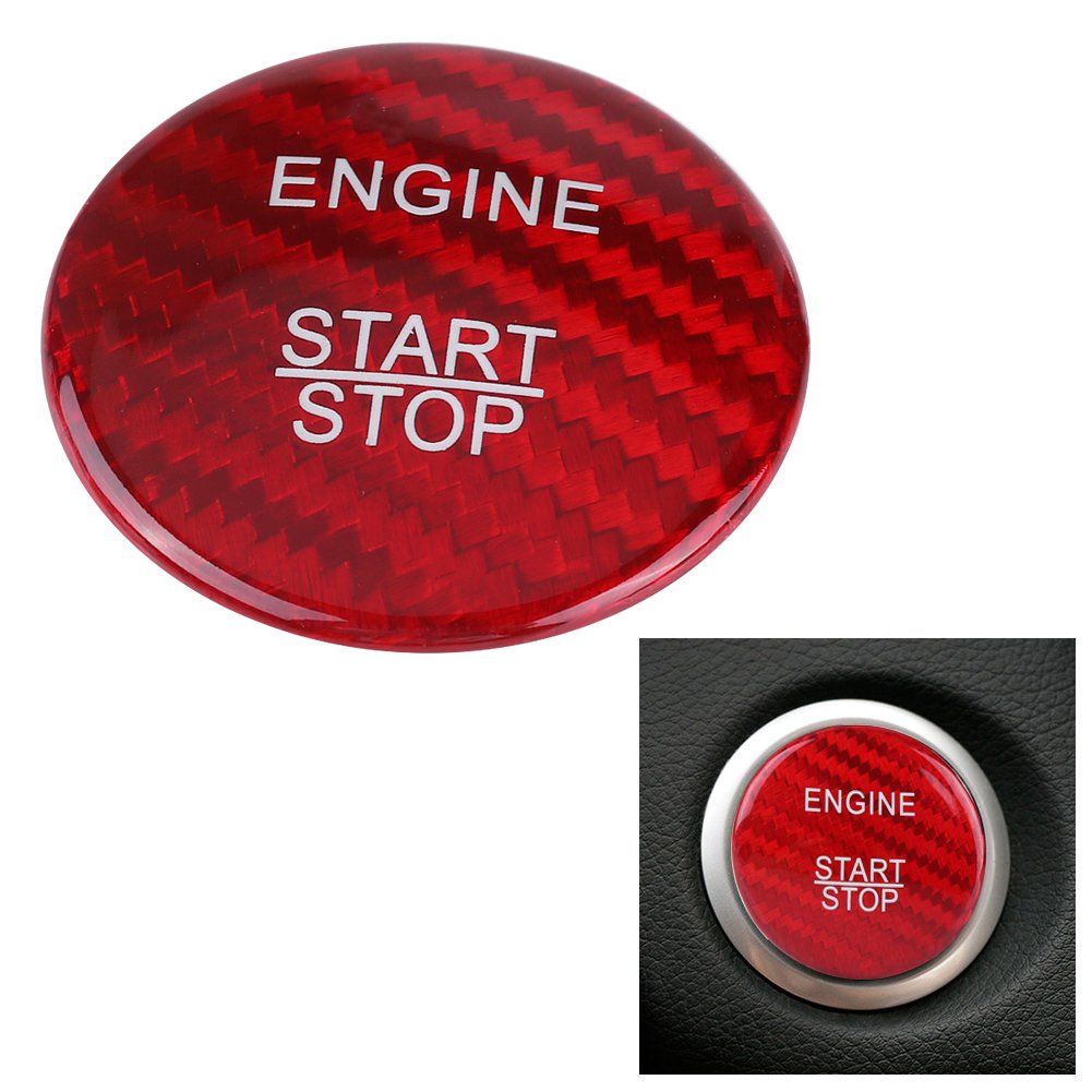 Carbon Fiber Car Start Stop Button Cover Set For For Mercedes Benz A B C Glc Gla Cla Ml Gl Class W176 W246 W205 X253 X156 C117: Red