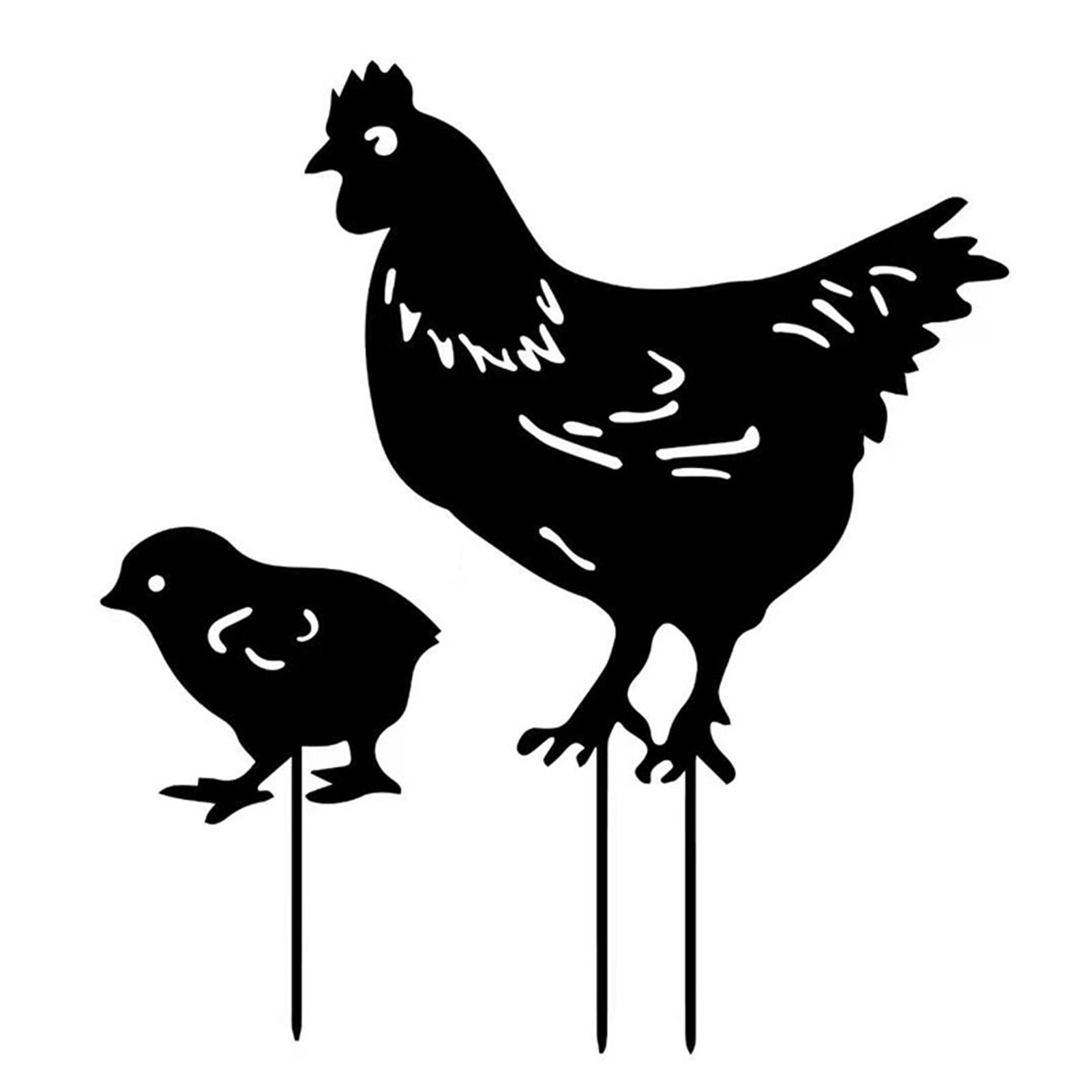 Garden Decoration Chicken Silhouette Stakes Acrylic Animal Stakes Black Garden Silhouette Yard Art For Party Festival Decor: D