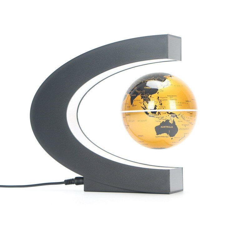 Globo de levitación magnética para estudiantes, equipo de enseñanza escolar con mapa del mundo LED, para niños, cultura de escritorio, manualidades educativas: Golden