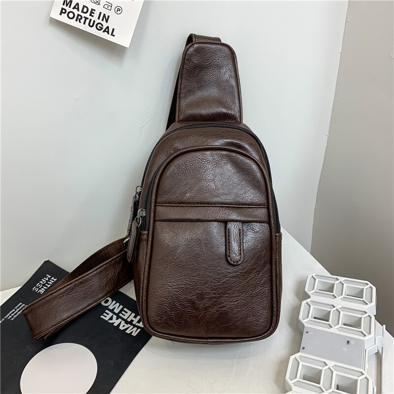 Bolso de pecho de Pu para niñas, bandolera informal con Diagonal, bolsa para deportes al aire libre: Marrón