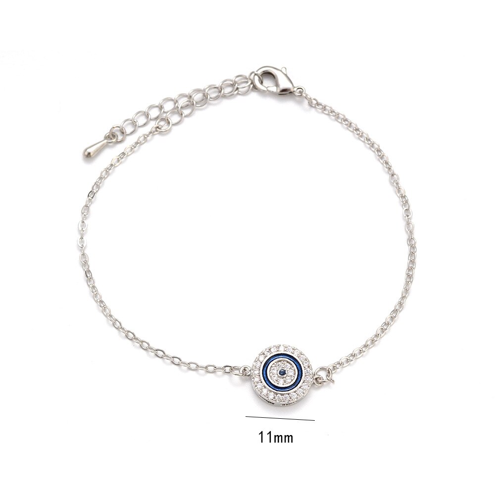 Lucky Eye Blauw Turkse Evil Eye Bedelarmband Koperen Cz Hanger Verstelbare Ketting Armband Femme Meisje Sieraden EY5548: Default Title