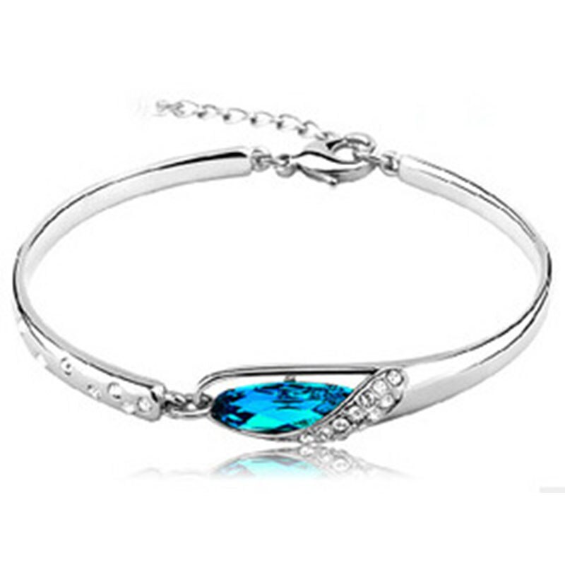 LNRRABC 1PC Classic Women Multicolor Rhinestones Bangle Bracelet Crystal Alloy Jewelry for women wedding: Sky Blue