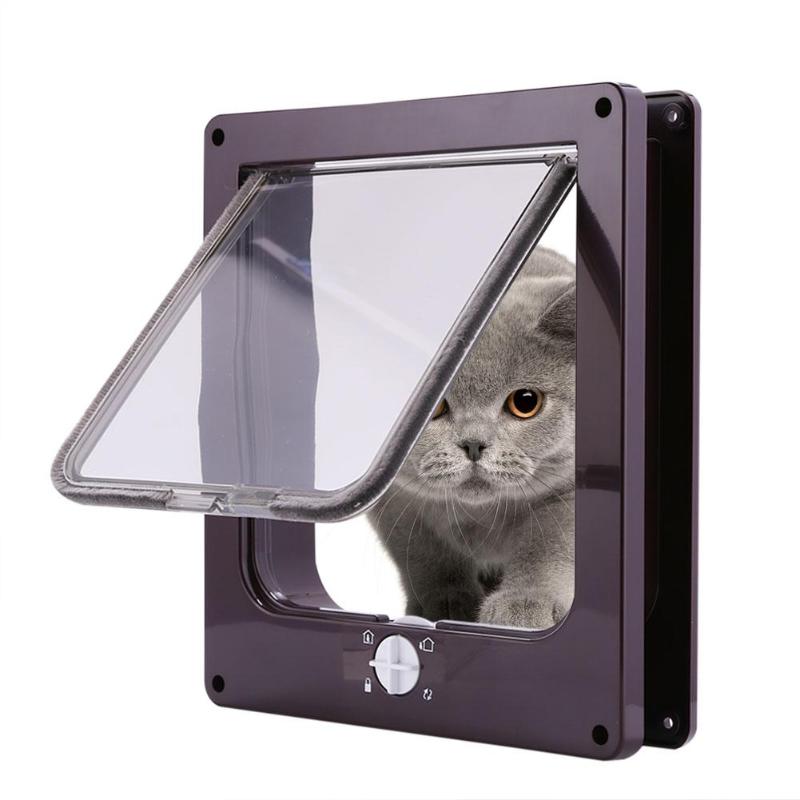 4 Way Lock Dog Kitten Door Fine ABS Plastic Security Gate Cat Flap Door Pet Supplies Security locks Only in and out