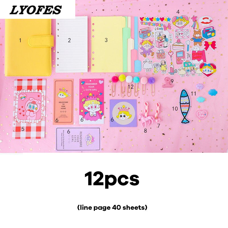 Bullet Lined Journal Sketchbook Pocket Planner Girls Diary Cute Notepads Stationery Notebooks Journals School Office Supplies: Yellow 12pcs