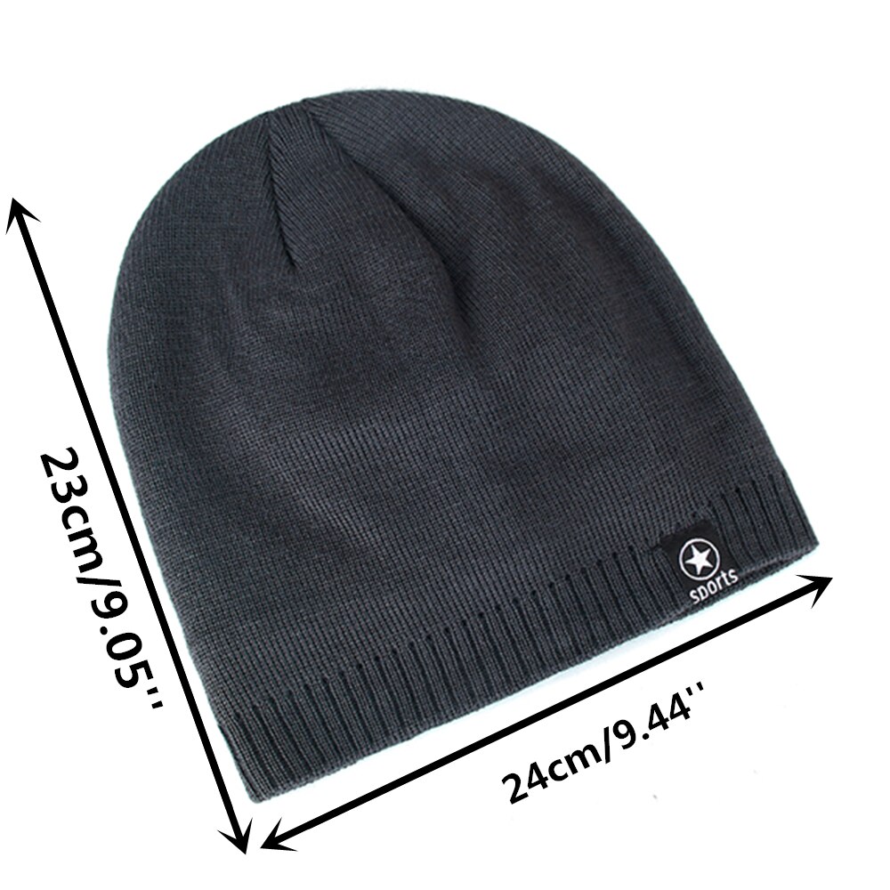 Vinter hatte til mænd ensfarvet strikket hat stjerne sport uld beanie vinter varm behagelig hat udendørs tykke varme hatte