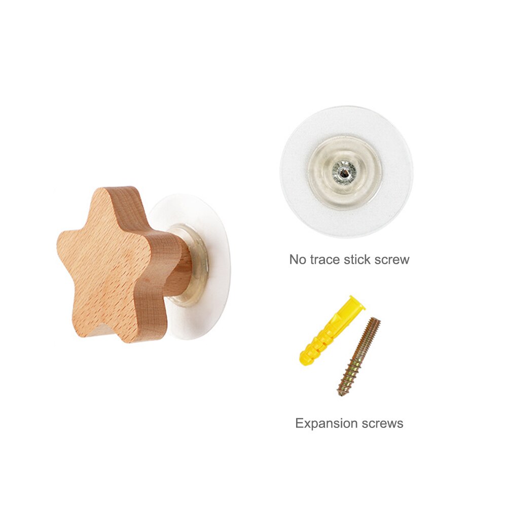 Ganchos decorativos para habitación de niños, colgador de pared de madera, llave de estrella, perchero moderno para colgar bolsas: Star