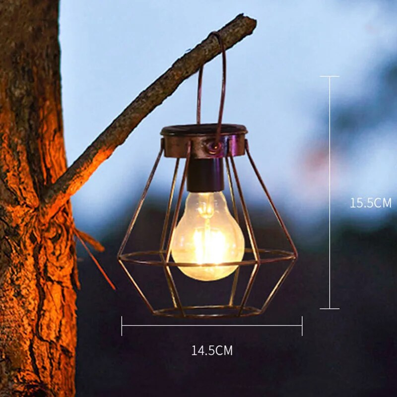 Solar Led Lampen Lantaarn Outdoor Waterdichte Decoratieve Kroonluchter Hanglamp Huis Tuin Opknoping Retro Camping Decor Lantaarn