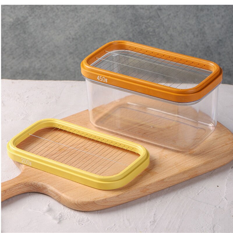 Butter Cheese Cutter Box with Lid Cutting Container Rectangle Food Storage Box Kitchen Cheese Container Keeper