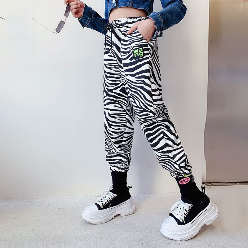 Pantalones con estampado de cebra para niñas, de gran tamaño, 10, 12 y 14 años, verano
