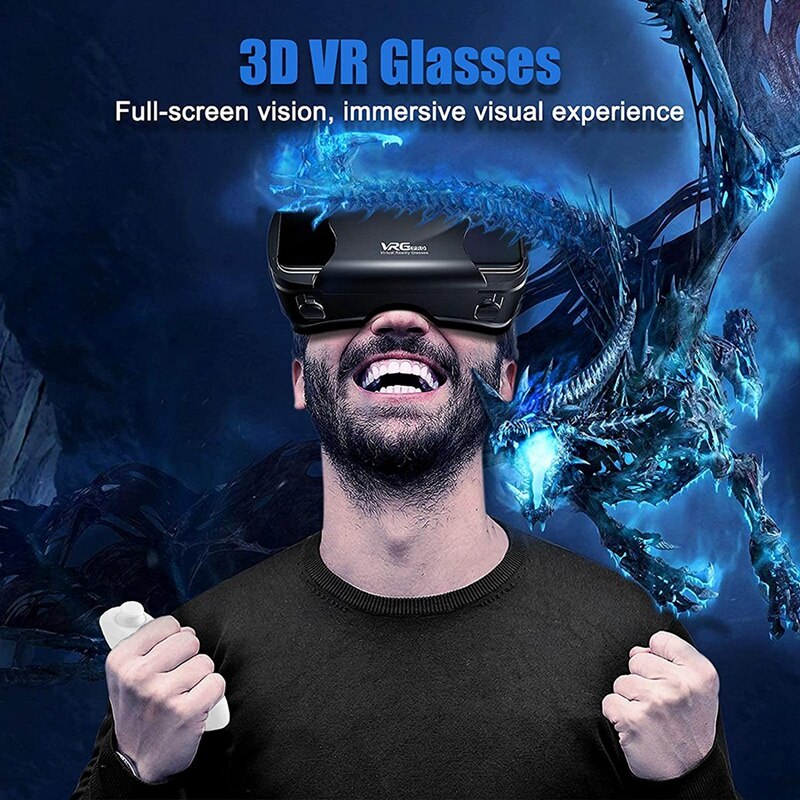 -VR Glasses Full-Screen Virtual Reality 3D Glasses VR Set 3D Virtual Reality Goggles, Adjustable VR Glasses With Gamepad