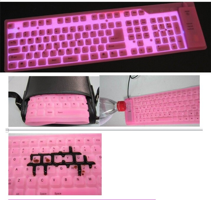 109Keys Keyboard USB Wired Soft Silicon Keybarod Foldable Waterproof Keyboard For PC Desktop Laptop