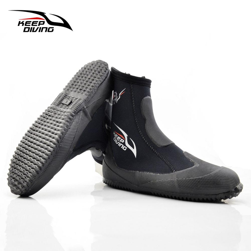 Mounchain 1 paire 5mm néoprène plongée sous-marine bottes chaussures d'eau hiver résistant au froid haute palmes chaudes chaussures de chasse sous-marine