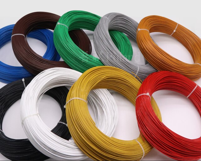 UL1332 Ptfe Vertind Koperdraad 26AWG Plastic Geïsoleerde Hoge Temperatuur Elektron Kabel Lamp Diy Lijn-5/10Meter: White / 10m