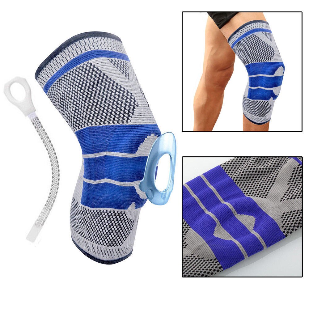 Enkele Fitness Hardlopen Fietsen Knie Ondersteuning Braces Elastische Nylon Sport Knie Pad Sleeve-Sized M (Grijs)