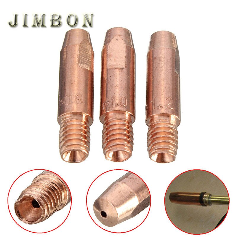 Plauauyt 10-Pack 24KD Welding Torch Nozzle Contact Tips – Copper Replacement Tips For 24-Series Torches (Silver, Welding Consumables)
