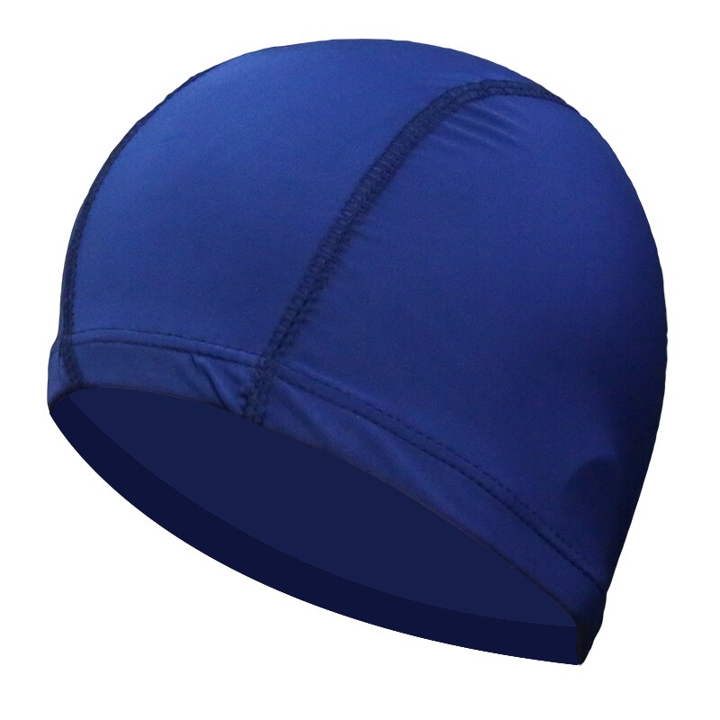 Elastisk vandtæt pu svømning hat kasketter langt hår sommer vandsport svømning cap fri størrelse til mænd og kvinder voksne: Blå