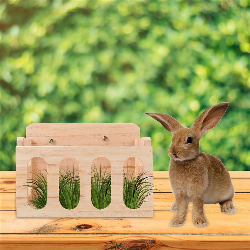 Huisdier Konijn Hooi Feeder Cavia Chinchilla Voedsel Voeden Tool Houten Hooi Feeder