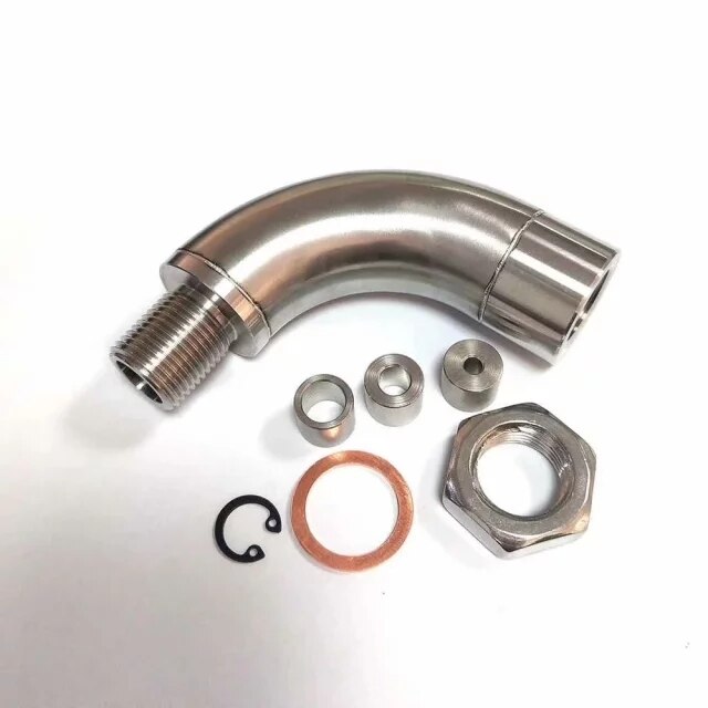 Rvs Uitlaat Katalysator M18X1.5 90 Graden O2 Sensor Defouler + 3 Flow Inserts