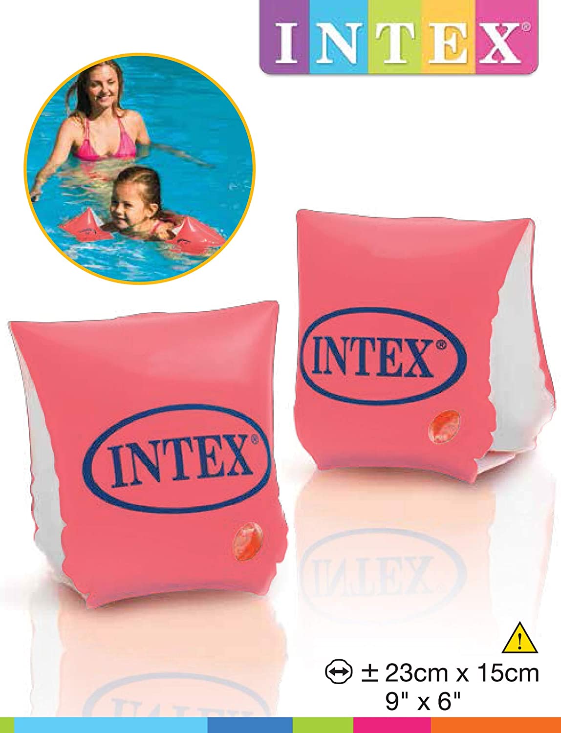 Intex- De Luxe Braccioli di lusso, colore Arancio, 23 x 15 cm, 58642