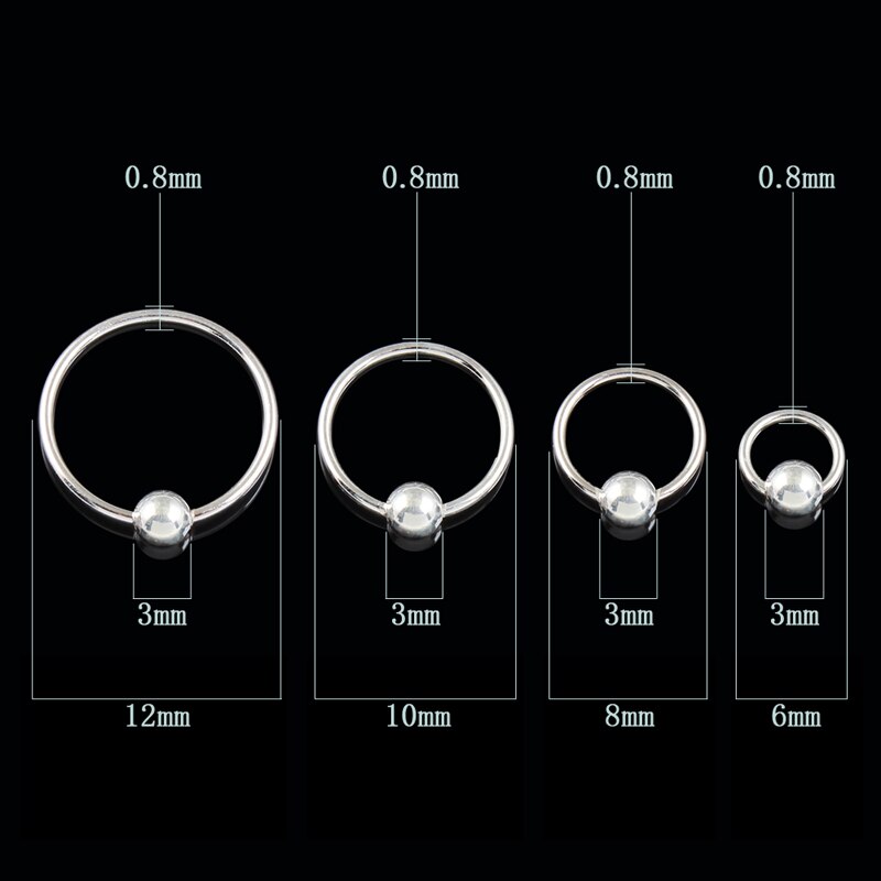 Echt 925 Sterling Zilveren Piercing Ronde Tepel Ring 20G Buitendiameter 8 10 12 Mm Wenkbrauw Piercing Sieraden mode-sieraden