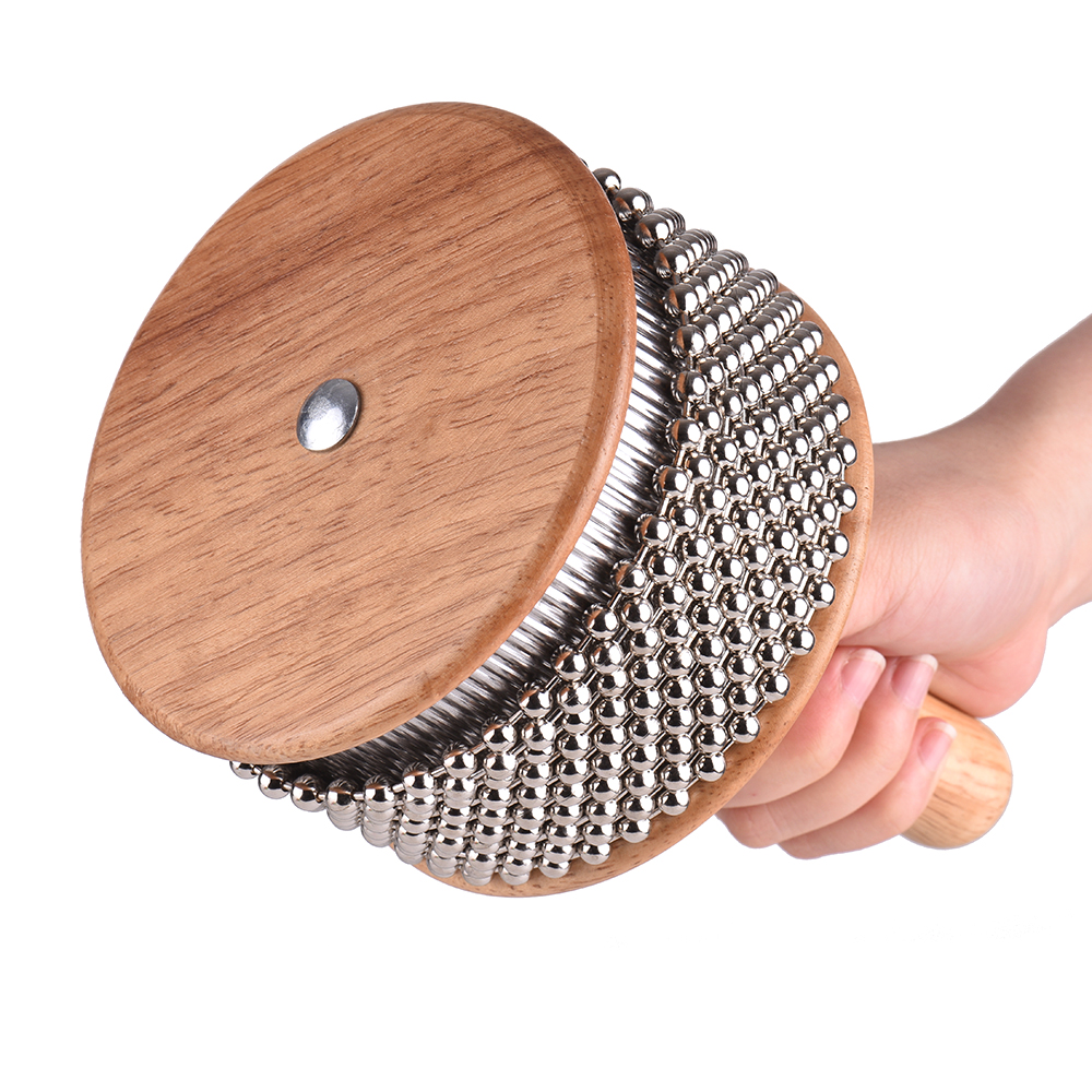Holz Cabasa Schlagzeug Musical Instrument Metall Perlen Kette & Zylinder Pop Hand Shaker für Klassenzimmer Band Mittel Größe