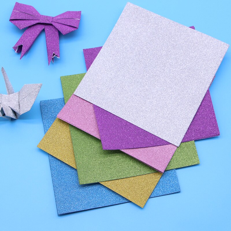 40 st hantverk konst papper barn söta diy fyrkantiga glittermönster origami papper vikt handgjort papper hantverk dekorativa modeller leksaker