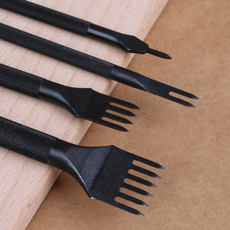 4 sztuk/zestaw skóra punktak pneumatyczny żelaza diament skaleczenie kutas narzędzia robić majsterkowania i rękodzieła 4mm rozstaw 1/2/4/6 ząb robić szycia zestaw dłut...