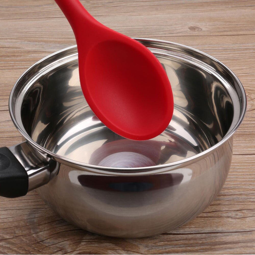 Visual Touch-cuchara de silicona de cocina, 27cm, mango largo grande, cuchara mezcladora para hornear, cucharón, utensilio de cocina de silicona de grado alimenticio