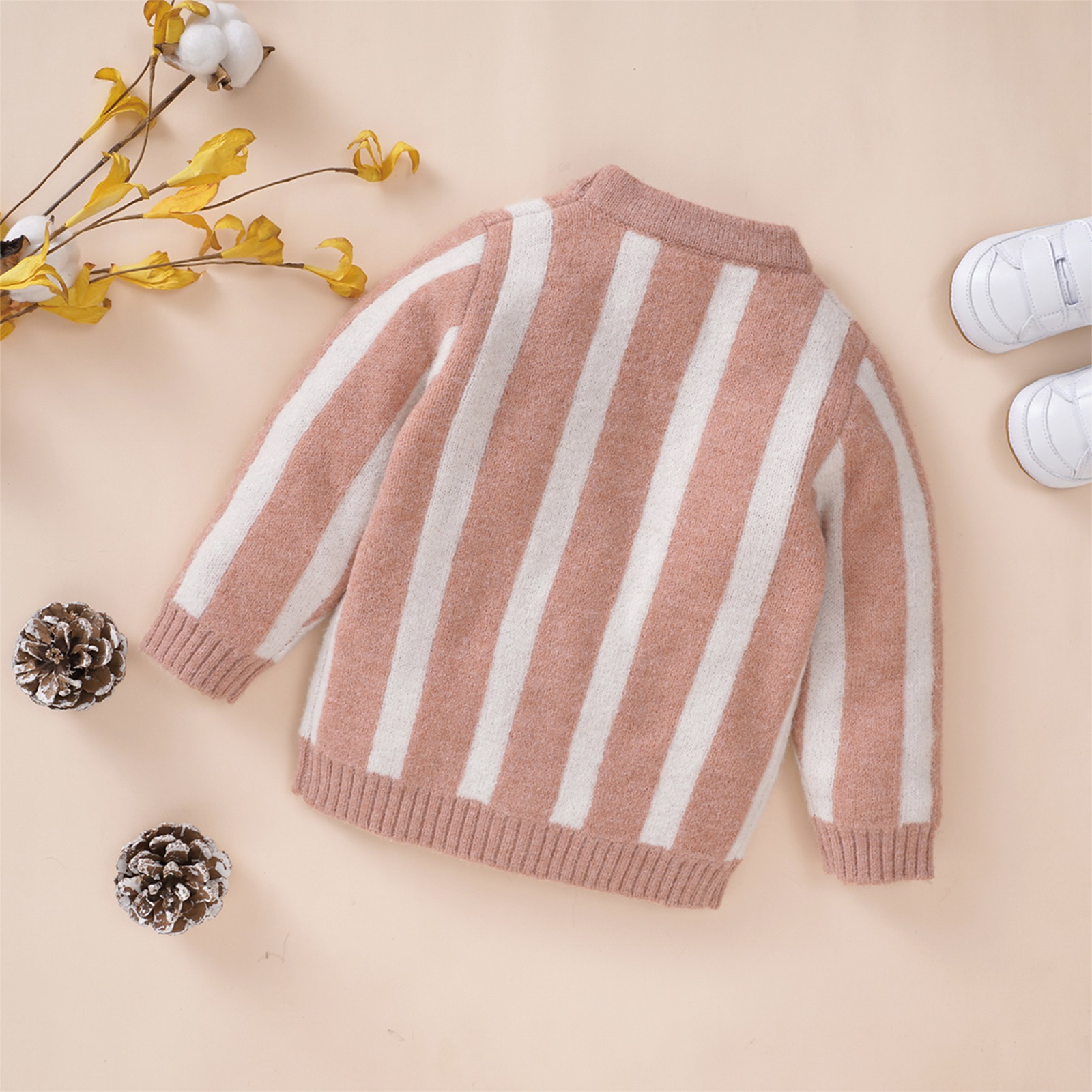 Bambini neonati ragazze Cardigan lavorato a maglia strisce autunnali maglione a maniche lunghe neonato monopetto Outwear abiti Casual