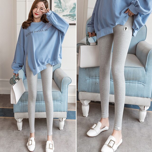 Cotton Maternity Leggings Pants For Pregnant Women Warm Winter Slim Maternity Clothes Thick Pregnancy Trousers Clothings: Gray / 2XL