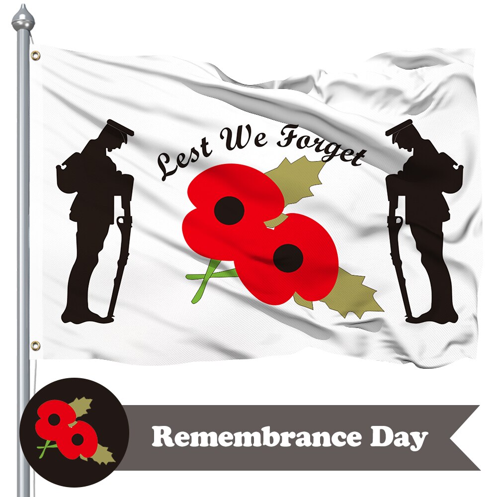 3 x 5 Feet Lest We Forget Poppy Remembrance Day War Heroes 100% ...