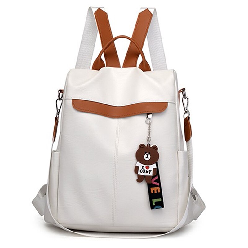 Vintage en cuir sacs à dos pour femmes grande capacité Simple étudiant sac Anti-vol dames sac de voyage sac à dos: Beige